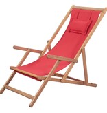 VidaXL Strandstoel inklapbaar stof en houten frame rood