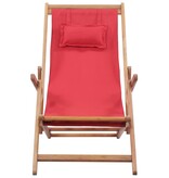 VidaXL Strandstoel inklapbaar stof en houten frame rood