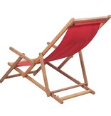 VidaXL Strandstoel inklapbaar stof en houten frame rood