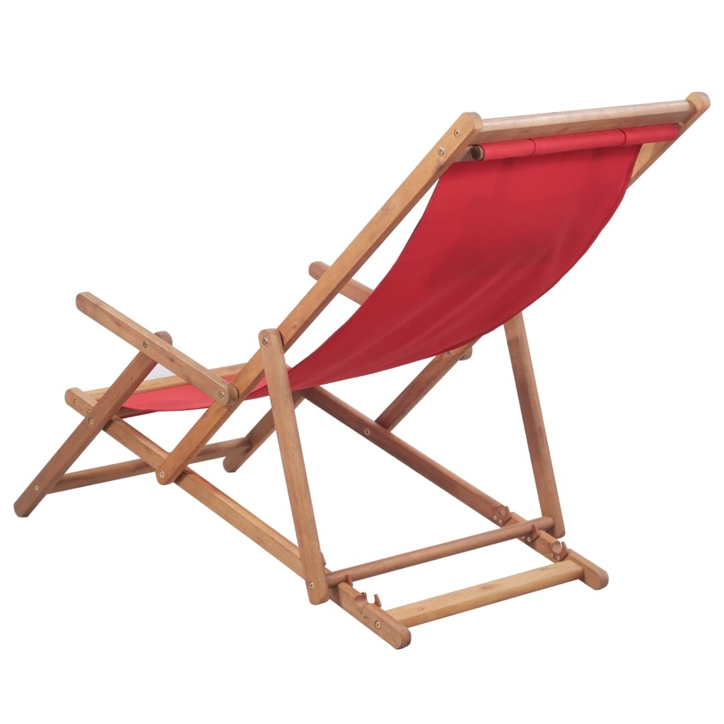 VidaXL Strandstoel inklapbaar stof en houten frame rood