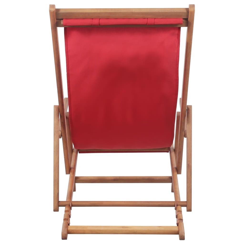 VidaXL Strandstoel inklapbaar stof en houten frame rood