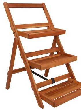 VidaXL Plantenstandaard 3-laags 50x63x80 cm massief acaciahout