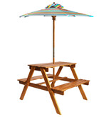 VidaXL Kinderpicknicktafel met parasol 79x90x60 cm massief acaciahout