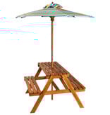 VidaXL Kinderpicknicktafel met parasol 79x90x60 cm massief acaciahout