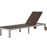 VidaXL Ligbed met wieltjes poly rattan bruin