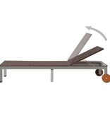 VidaXL Ligbed met wieltjes poly rattan bruin