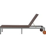 VidaXL Ligbed met wieltjes poly rattan bruin