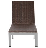 VidaXL Ligbed met wieltjes poly rattan bruin