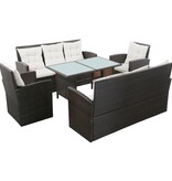 VidaXL 5-delige Loungeset met kussens poly rattan bruin