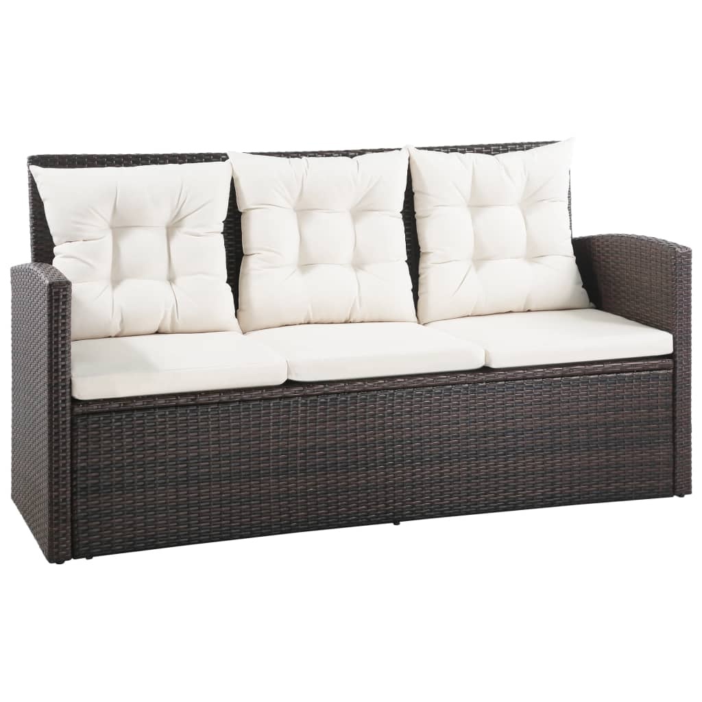VidaXL 5-delige Loungeset met kussens poly rattan bruin