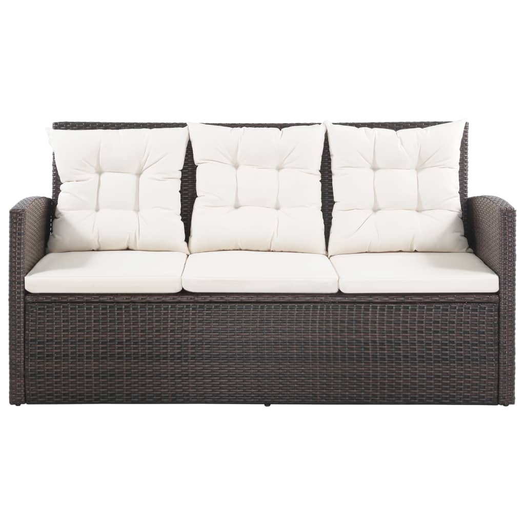 VidaXL 5-delige Loungeset met kussens poly rattan bruin