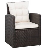 VidaXL 5-delige Loungeset met kussens poly rattan bruin