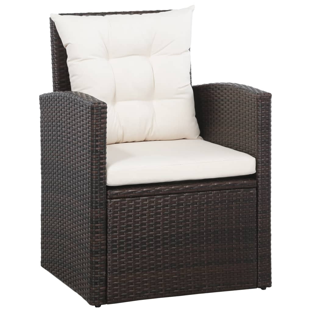 VidaXL 5-delige Loungeset met kussens poly rattan bruin