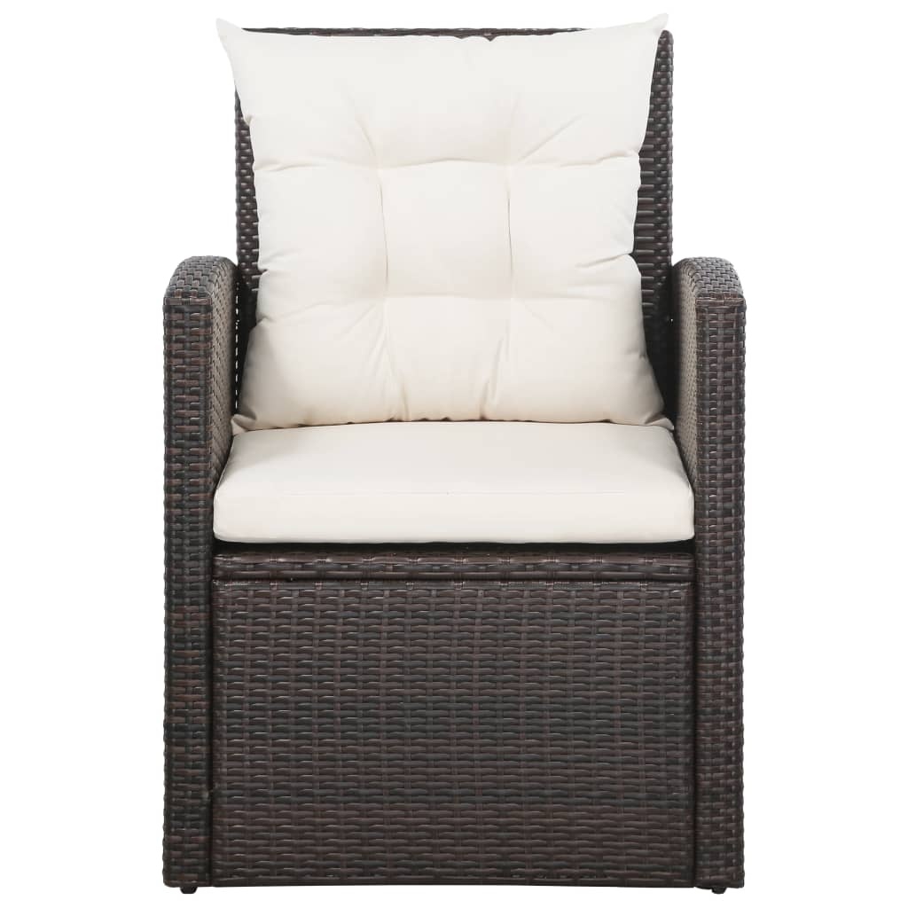 VidaXL 5-delige Loungeset met kussens poly rattan bruin