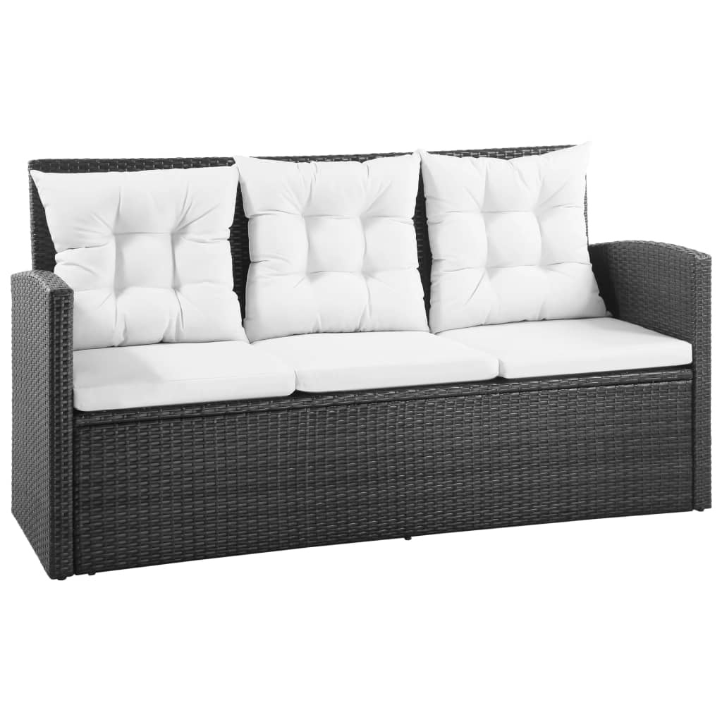 VidaXL 5-delige Loungeset met kussens poly rattan zwart