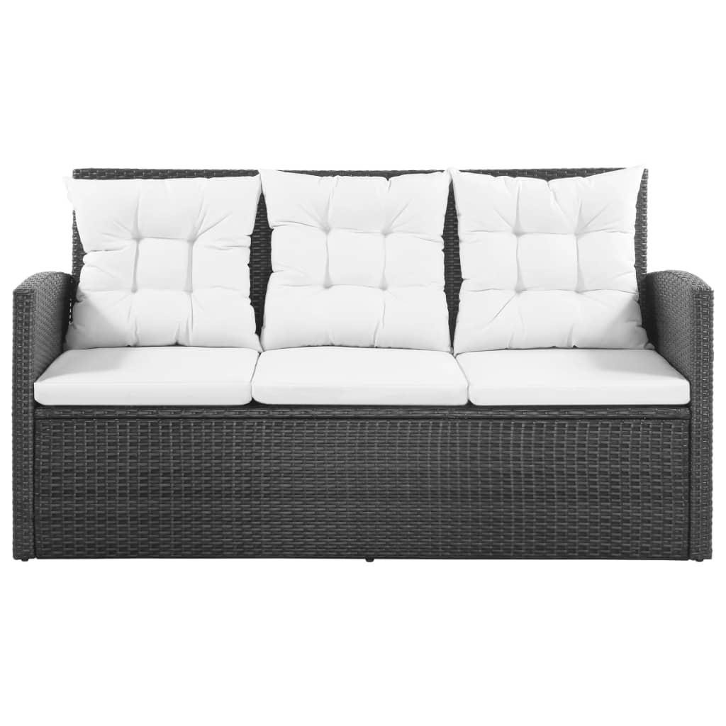 VidaXL 5-delige Loungeset met kussens poly rattan zwart