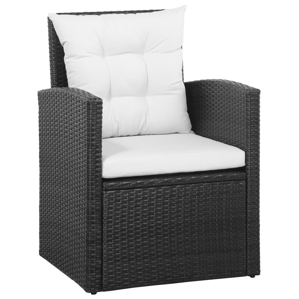 VidaXL 5-delige Loungeset met kussens poly rattan zwart