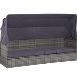 VidaXL Tuinbed met luifel 205x62 cm poly rattan grijs