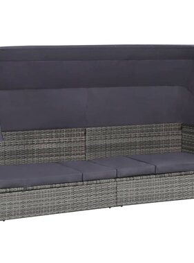 VidaXL Tuinbed met luifel 205x62 cm poly rattan grijs