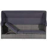VidaXL Tuinbed met luifel 205x62 cm poly rattan grijs