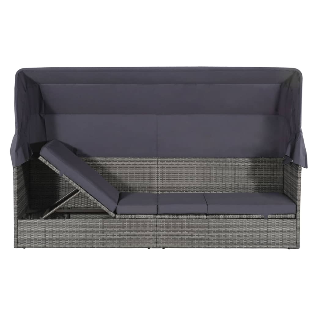 VidaXL Tuinbed met luifel 205x62 cm poly rattan grijs