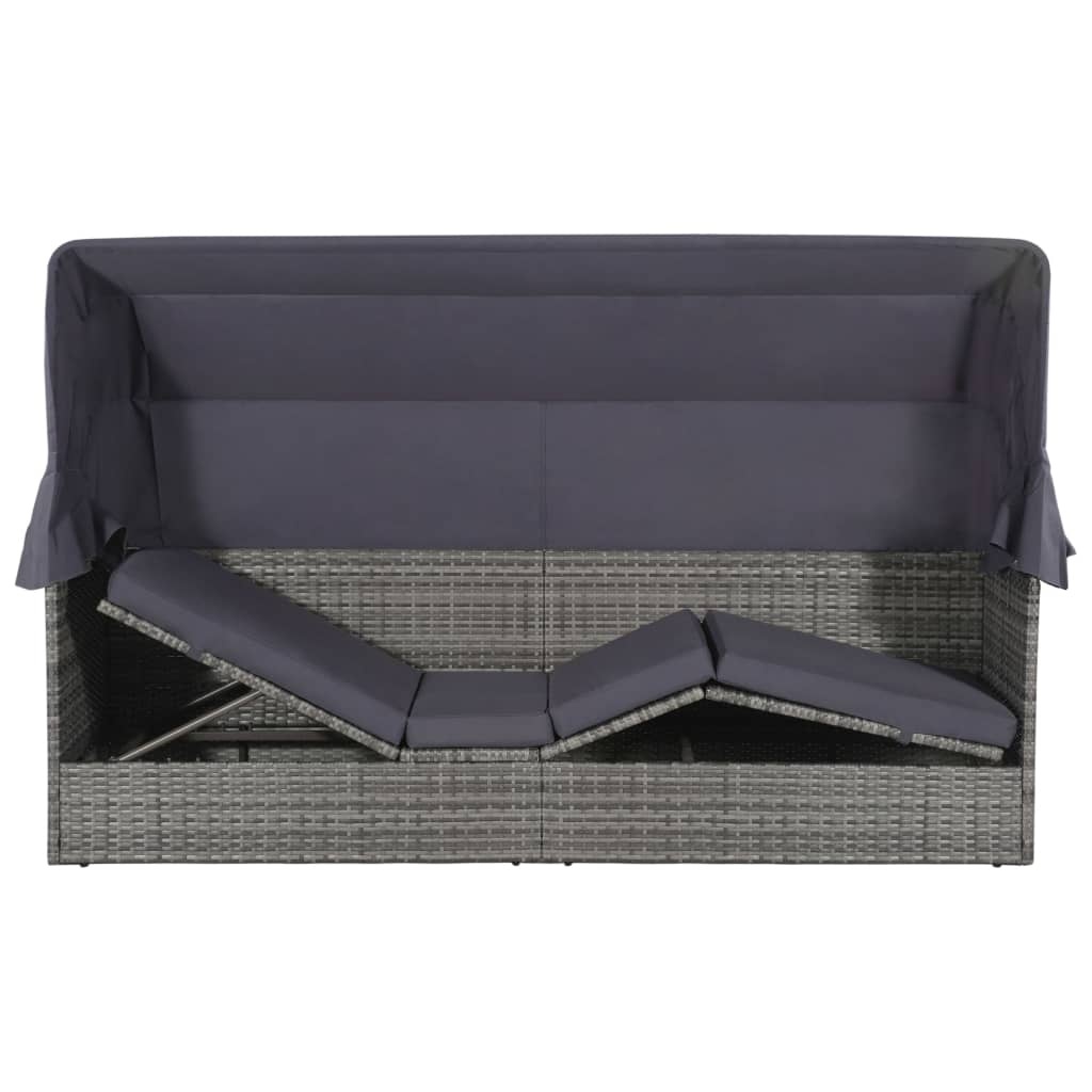 VidaXL Tuinbed met luifel 205x62 cm poly rattan grijs