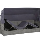 VidaXL Tuinbed met luifel 205x62 cm poly rattan grijs