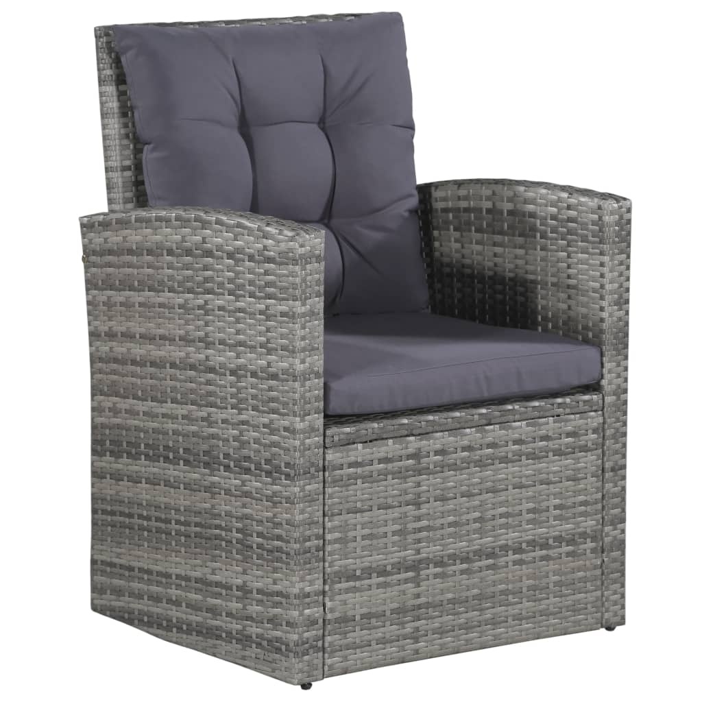VidaXL 6-delige Loungeset met kussens poly rattan grijs