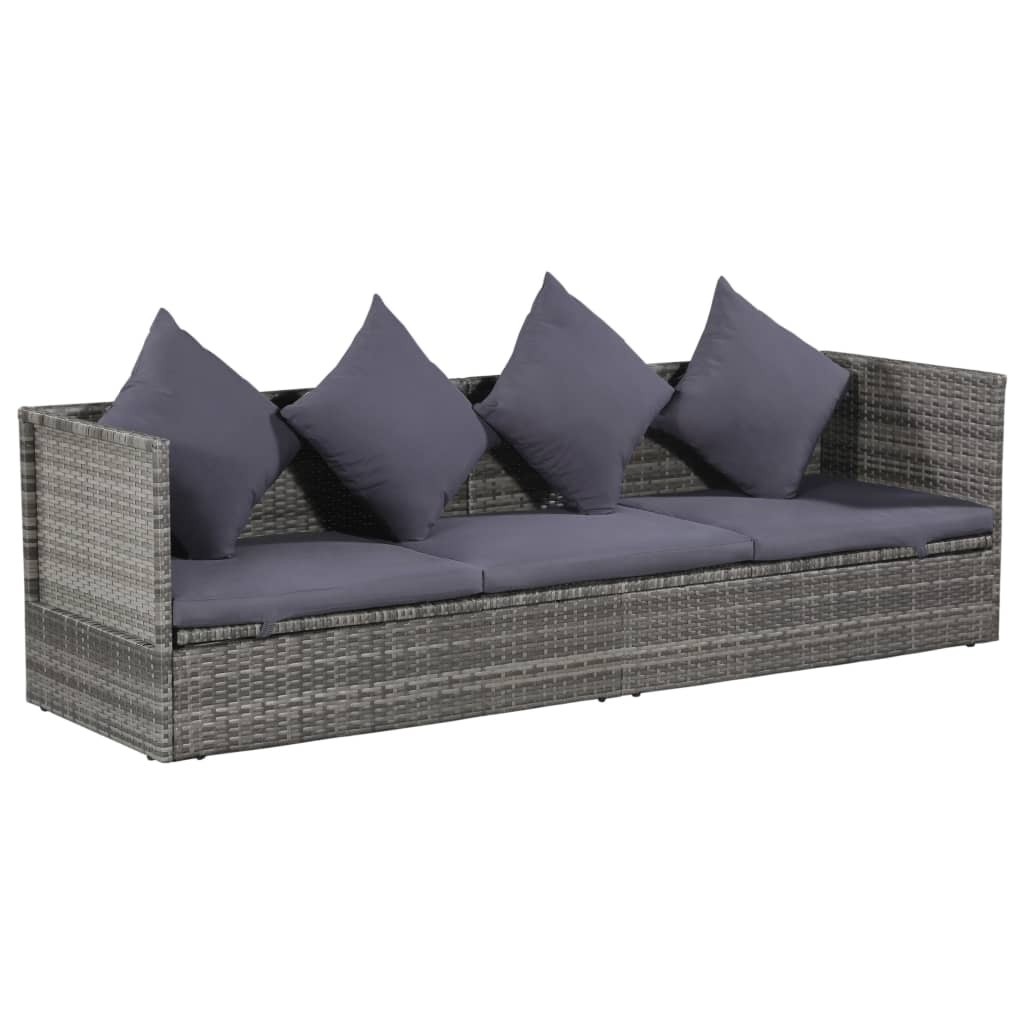 VidaXL Tuinbed 200x60 cm poly rattan grijs
