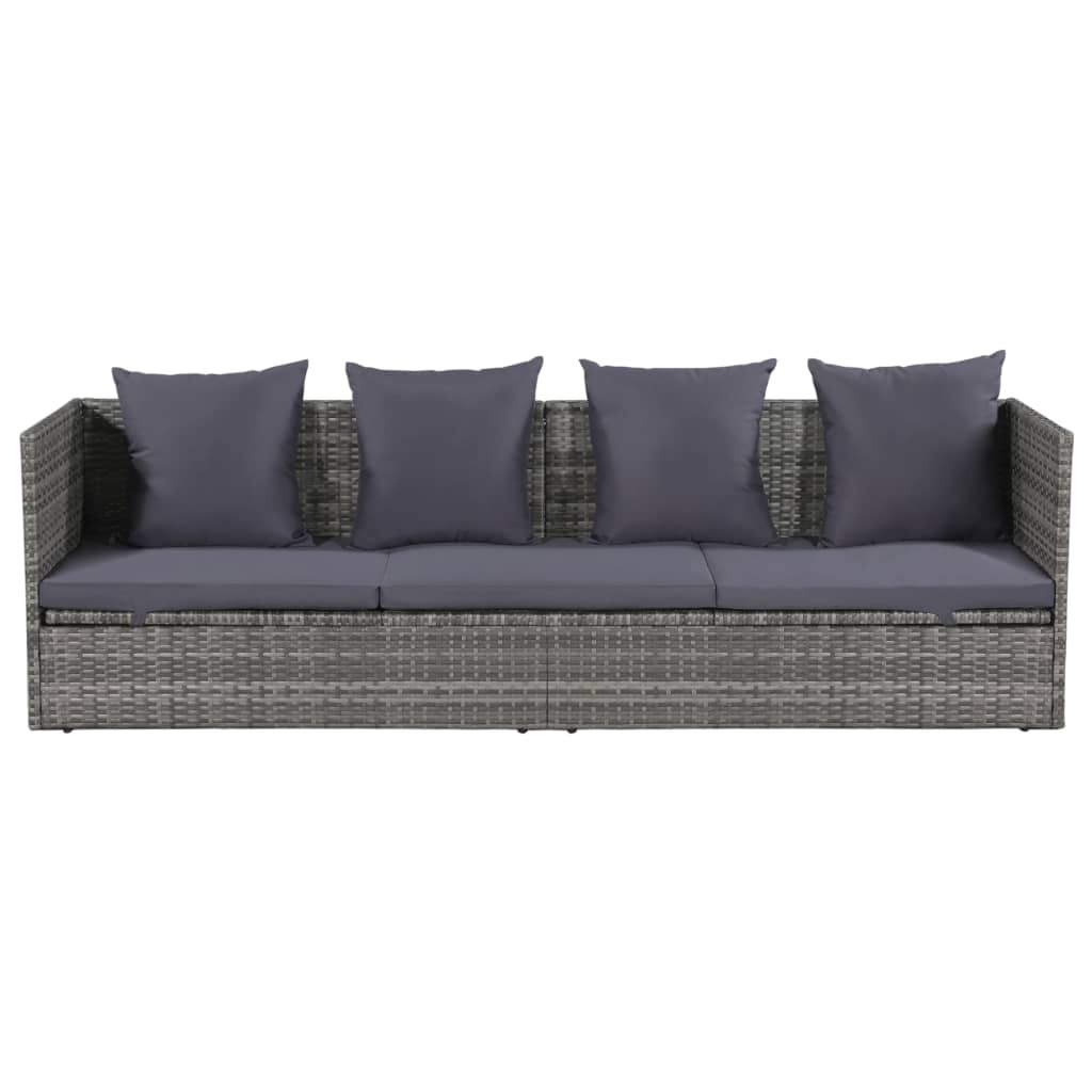 VidaXL Tuinbed 200x60 cm poly rattan grijs