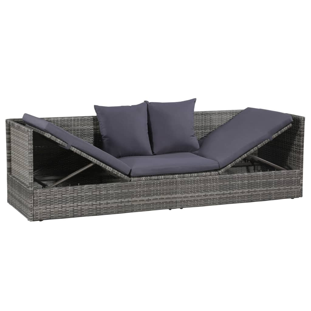 VidaXL Tuinbed 200x60 cm poly rattan grijs