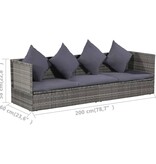 VidaXL Tuinbed 200x60 cm poly rattan grijs