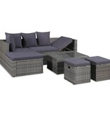 VidaXL 4-delige Loungeset met kussens poly rattan grijs