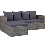 VidaXL 4-delige Loungeset met kussens poly rattan grijs