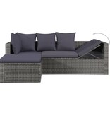 VidaXL 4-delige Loungeset met kussens poly rattan grijs