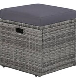 VidaXL 4-delige Loungeset met kussens poly rattan grijs