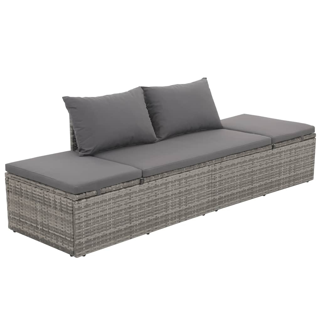 VidaXL Tuinbed 195x60 cm poly rattan grijs