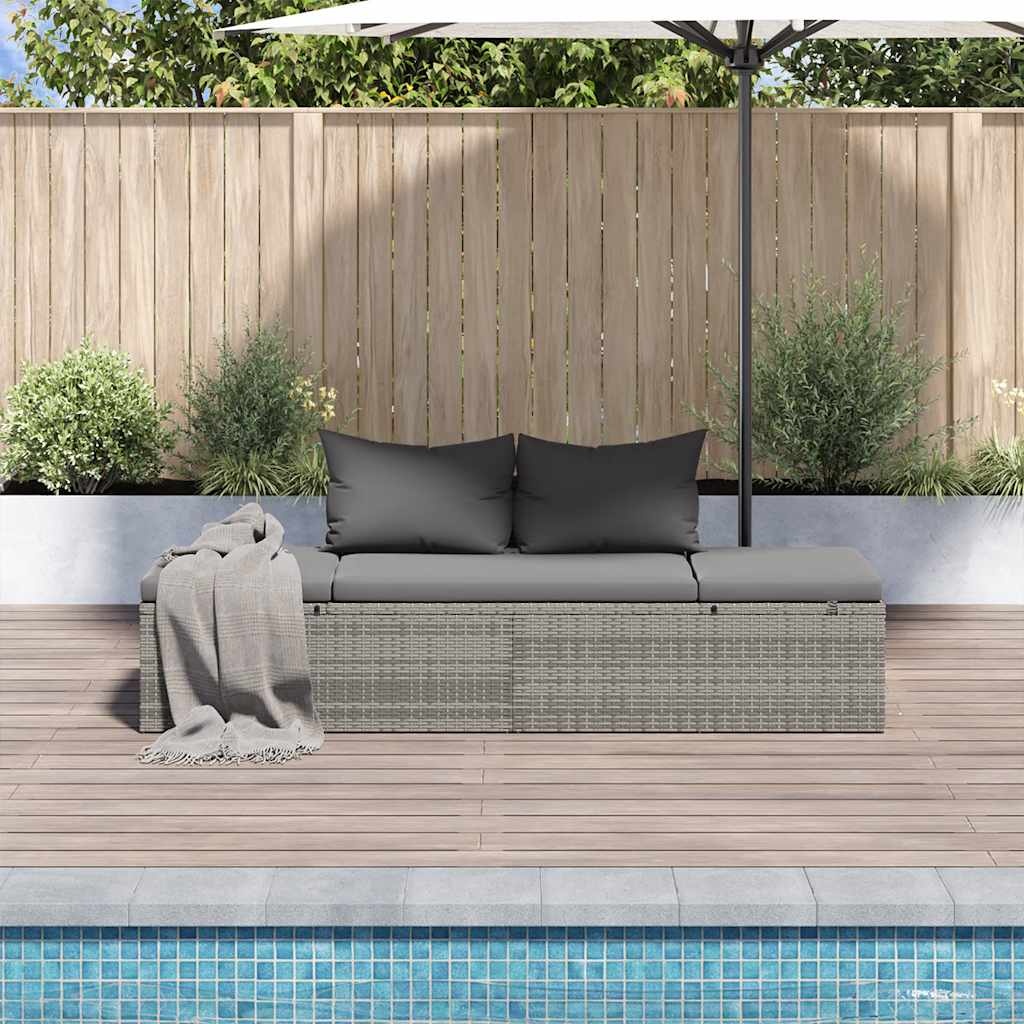 VidaXL Tuinbed 195x60 cm poly rattan grijs