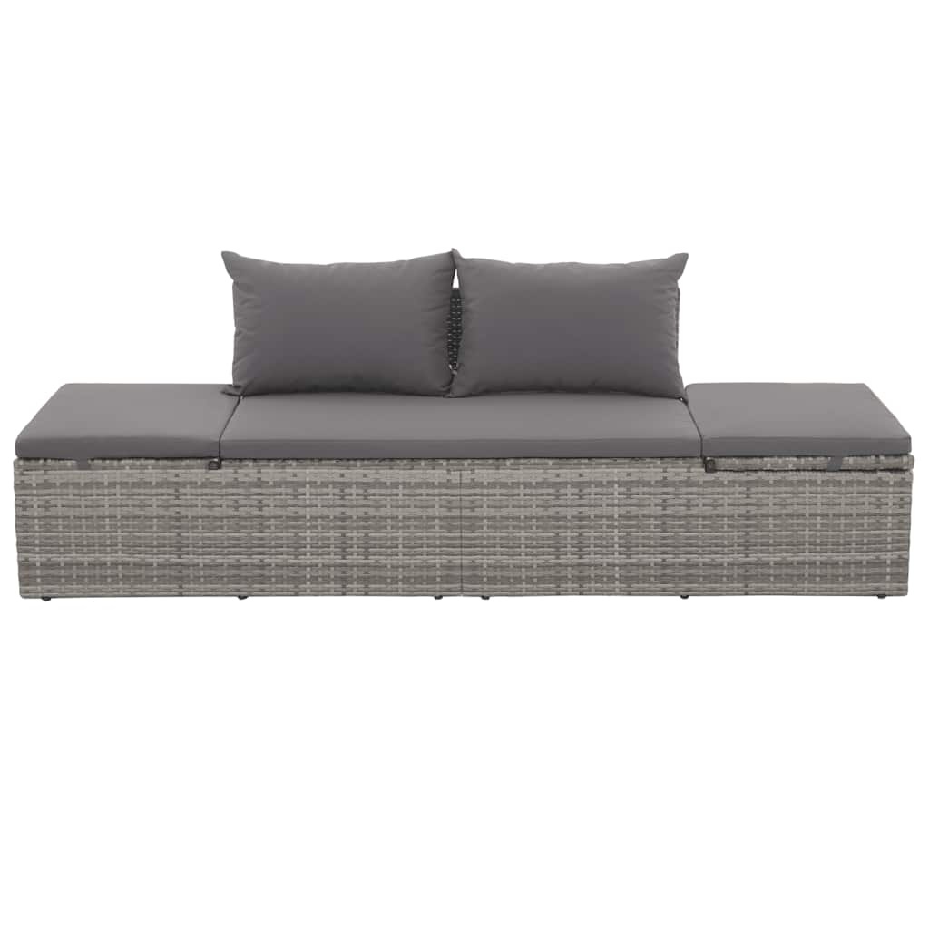 VidaXL Tuinbed 195x60 cm poly rattan grijs