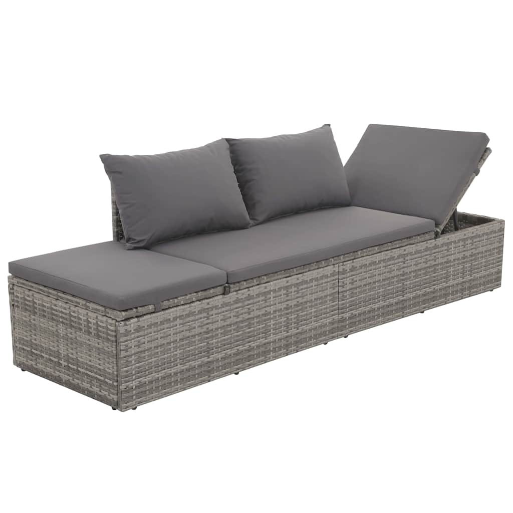 VidaXL Tuinbed 195x60 cm poly rattan grijs