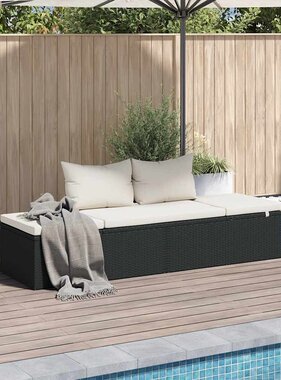 VidaXL Tuinbed 195x60 cm poly rattan zwart