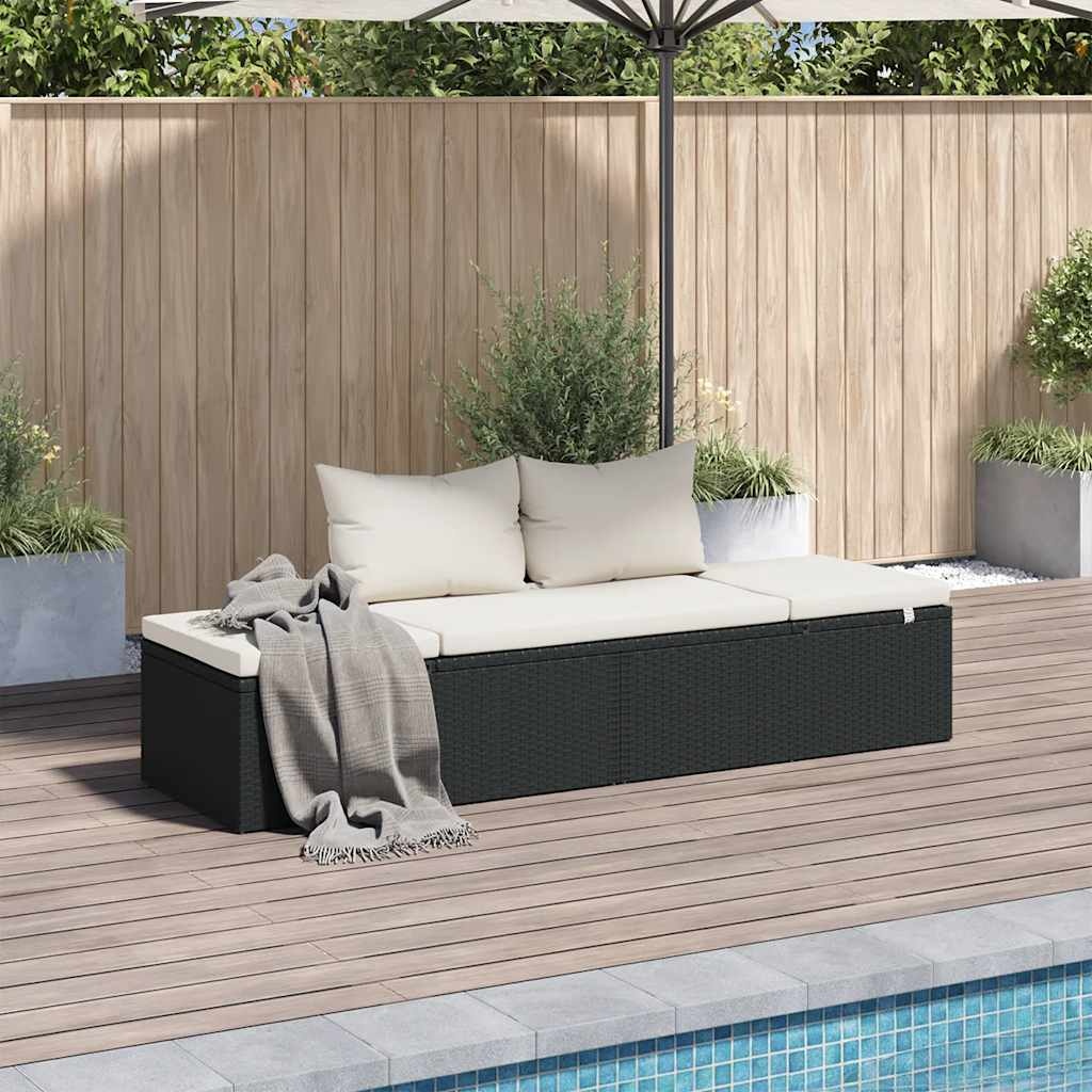 VidaXL Tuinbed 195x60 cm poly rattan zwart