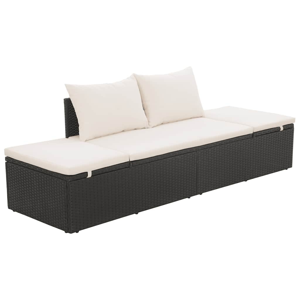 VidaXL Tuinbed 195x60 cm poly rattan zwart