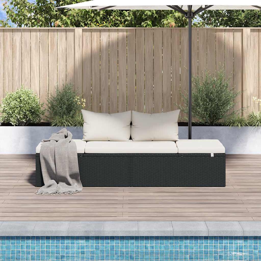 VidaXL Tuinbed 195x60 cm poly rattan zwart