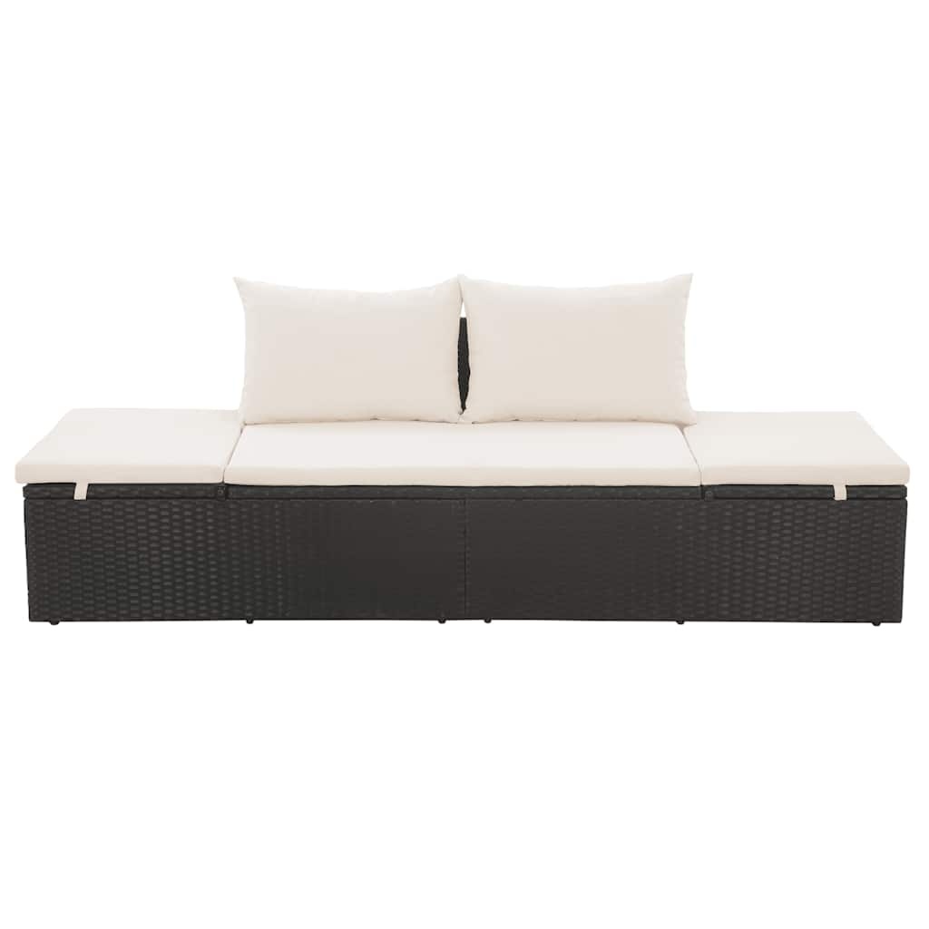 VidaXL Tuinbed 195x60 cm poly rattan zwart