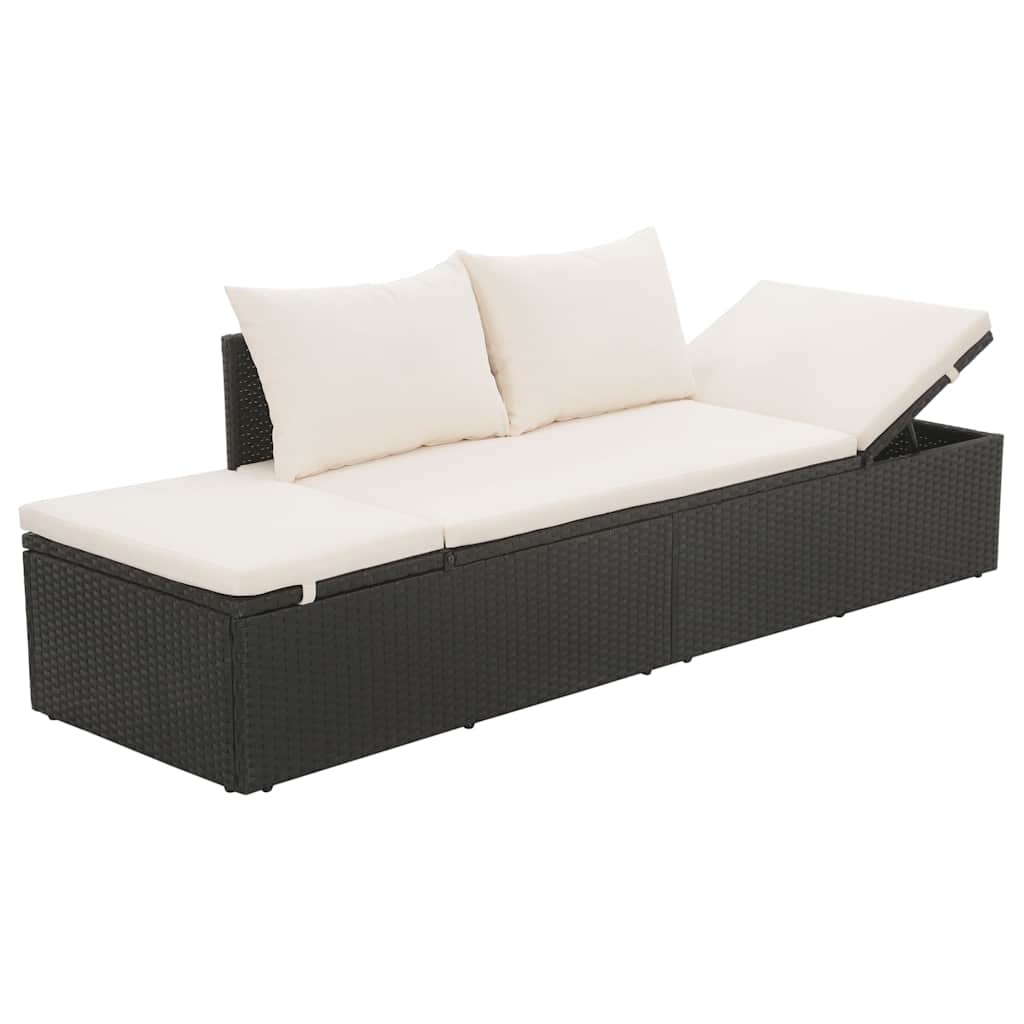 VidaXL Tuinbed 195x60 cm poly rattan zwart