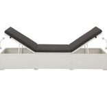 VidaXL Ligbed met kussen poly rattan wit