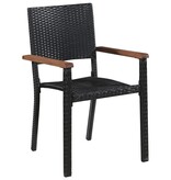 VidaXL 5-delige Tuinset poly rattan en acaciahout zwart
