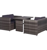 VidaXL 3-delige Bistroset met kussens poly rattan grijs