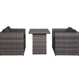 VidaXL 3-delige Bistroset met kussens poly rattan grijs